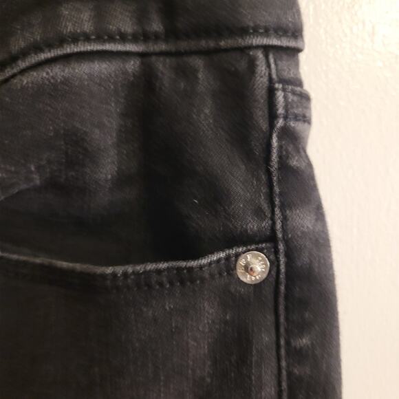 Abercrombie & Fitch Super Skinny Mid Rise Black Jeans 8/29 Ripped Knee Raw Hem - Picture 13 of 16